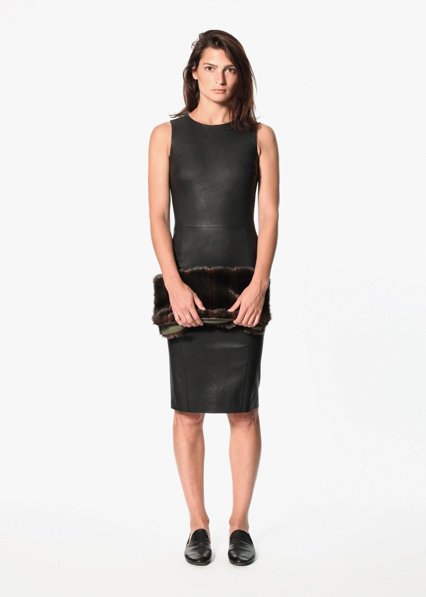 Iranta Lederkleid in Schwarz