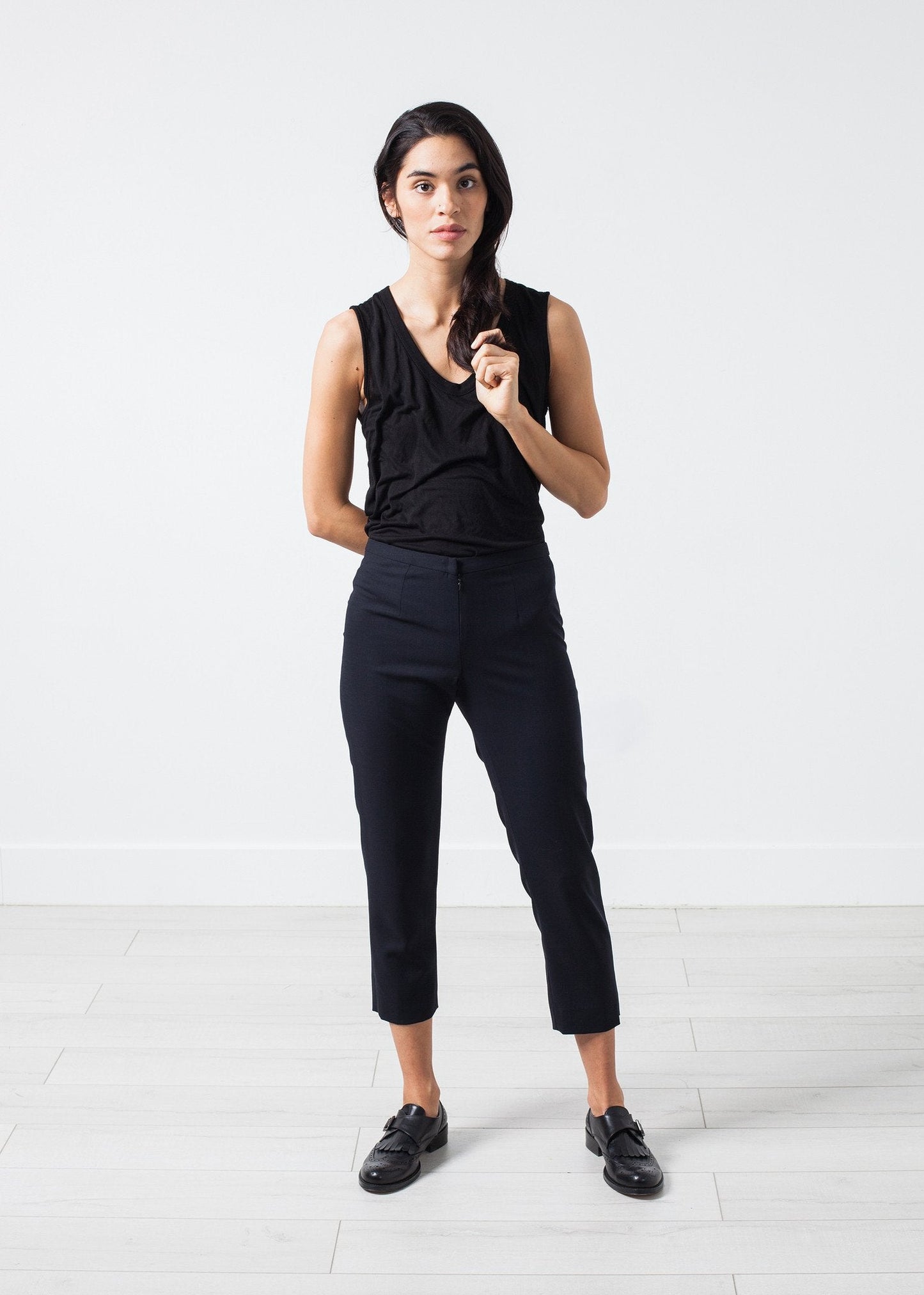 Pantalón corto de lana en azul marino