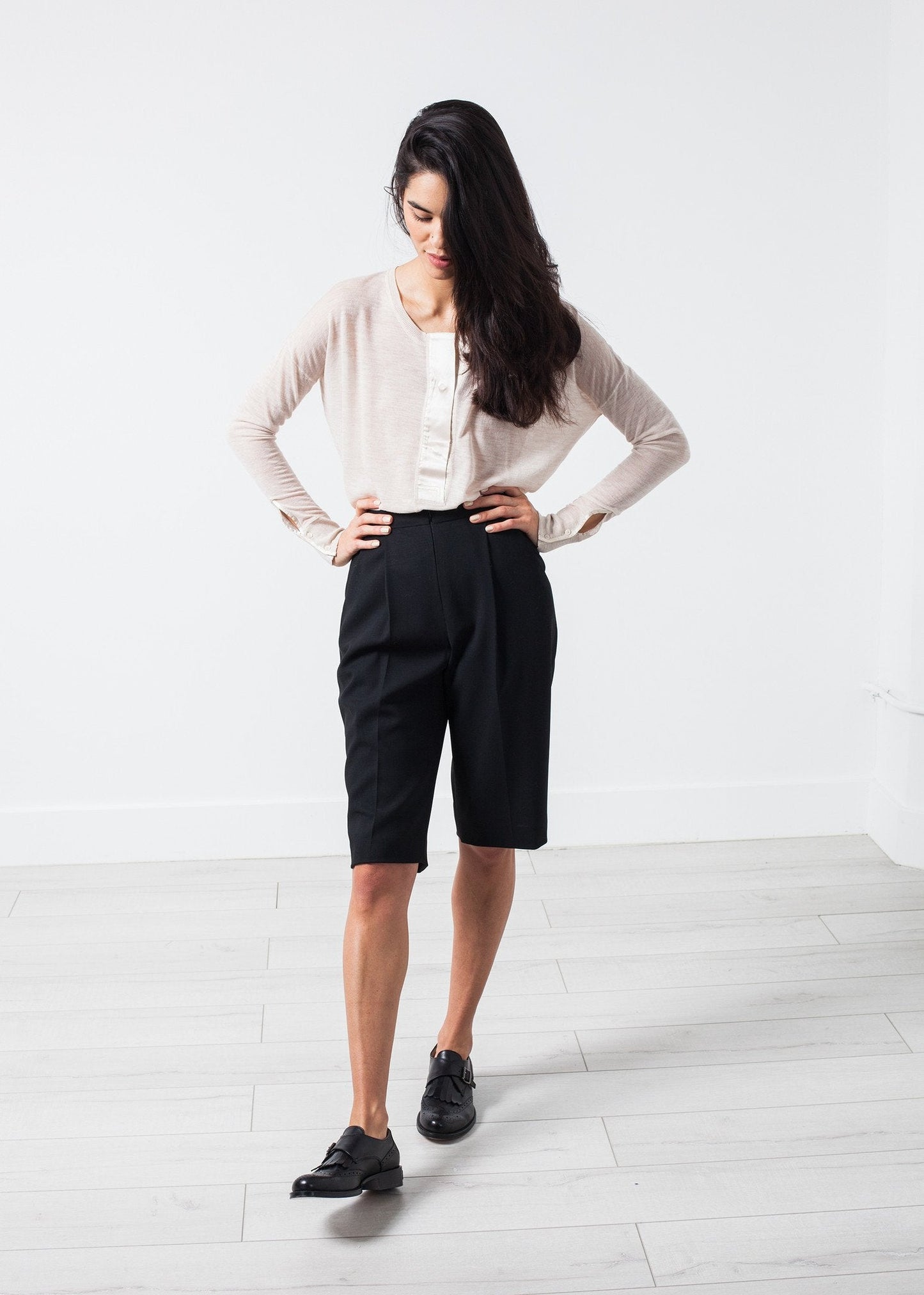 Vävda shorts i svart