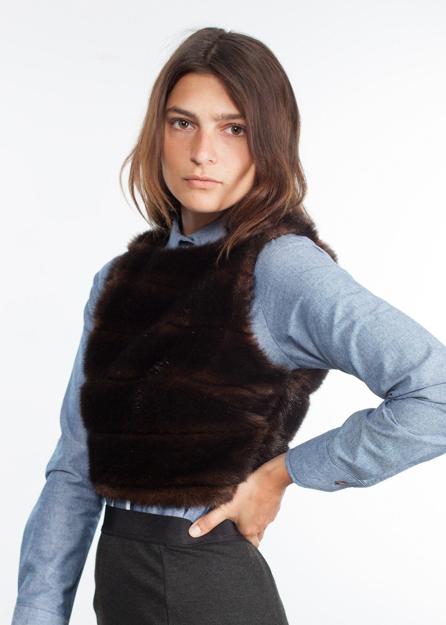 Chambray pojkvänskjorta i blått