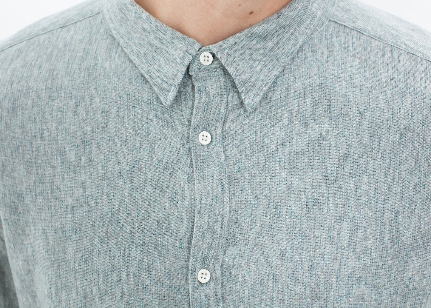 Kasuri Jersey Button-Up in Blaugrau