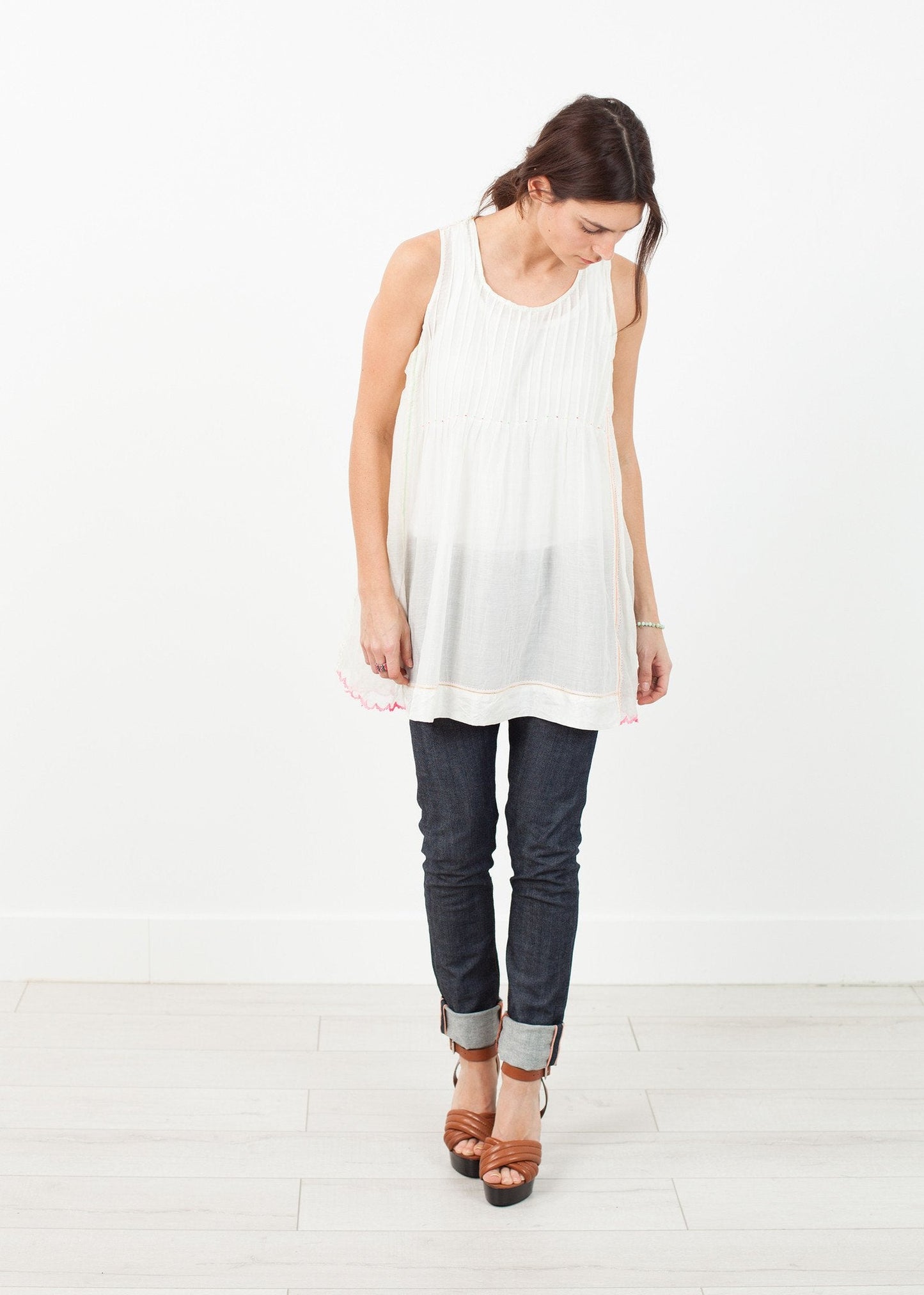 Babydoll Tank i Vit