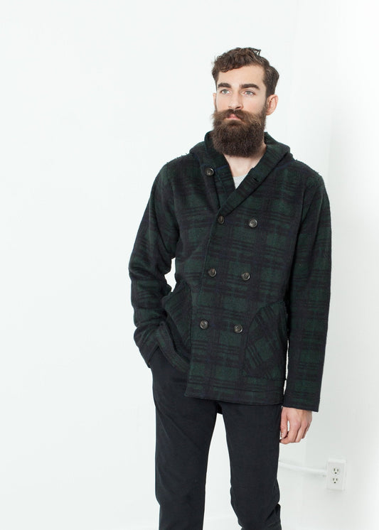 Sudadera con capucha de doble botonadura a cuadros del bosque