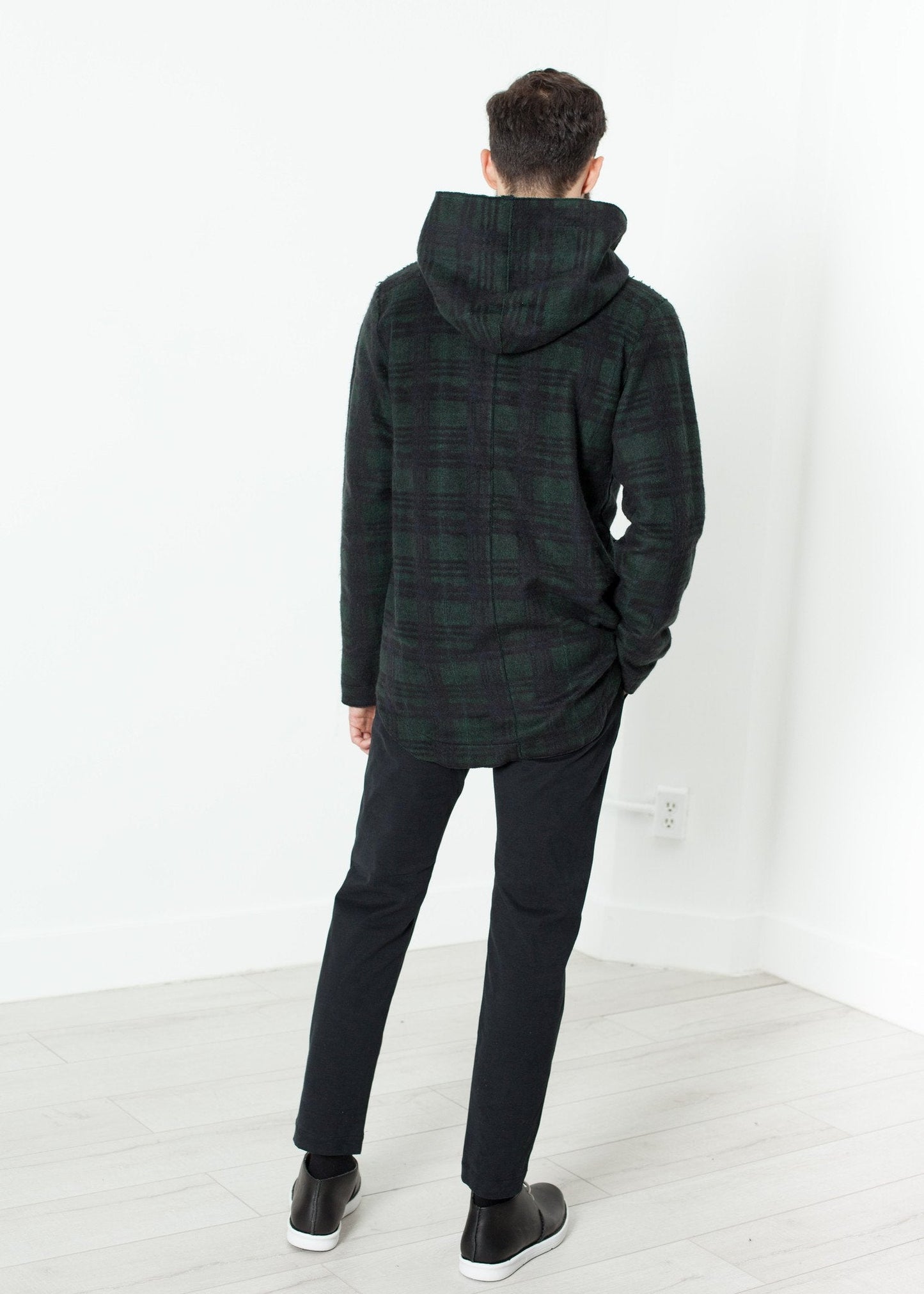 Zweireihiger Hoodie in Forest Plaid