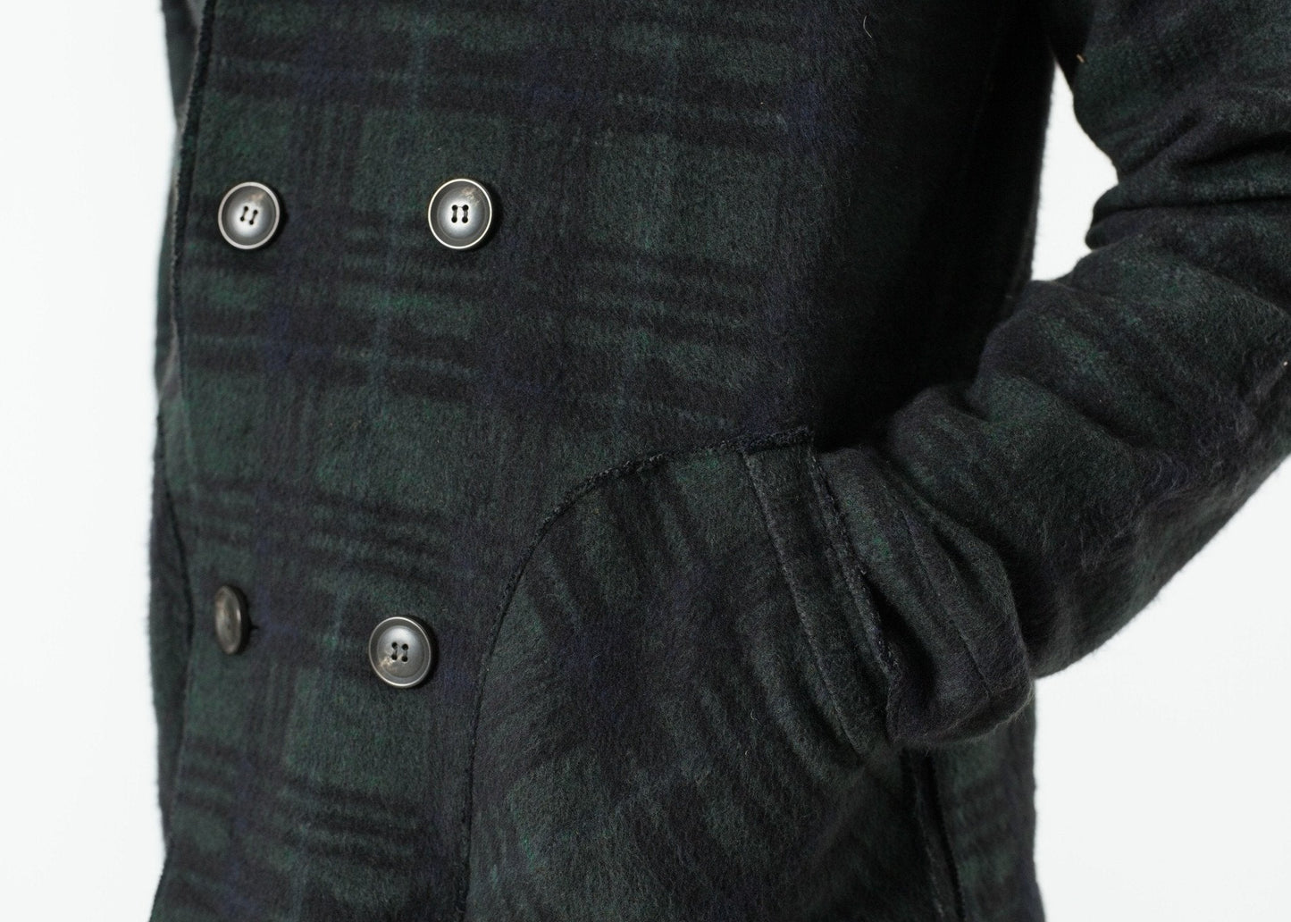 Zweireihiger Hoodie in Forest Plaid
