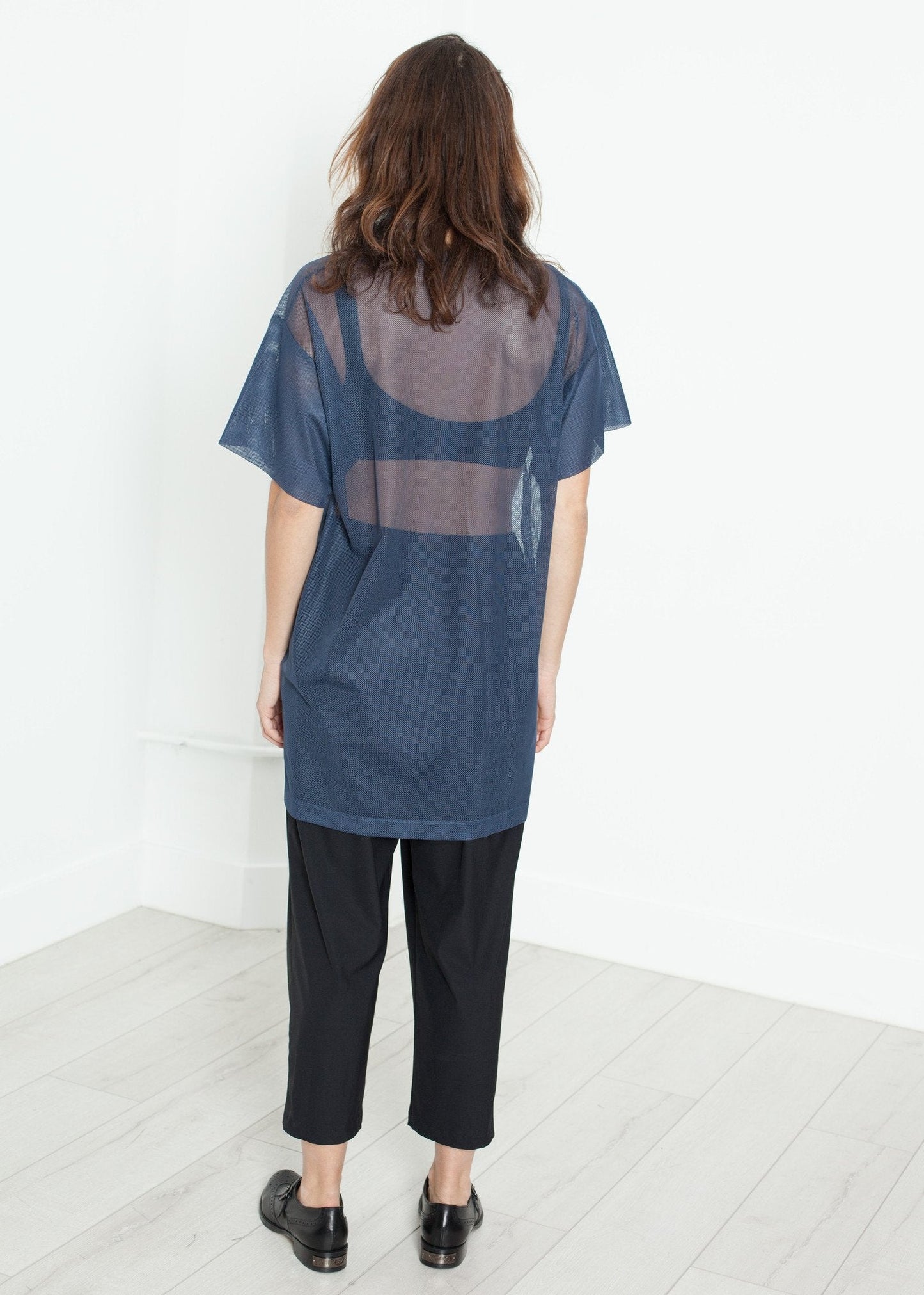 Mesh-Überkleid in Marineblau