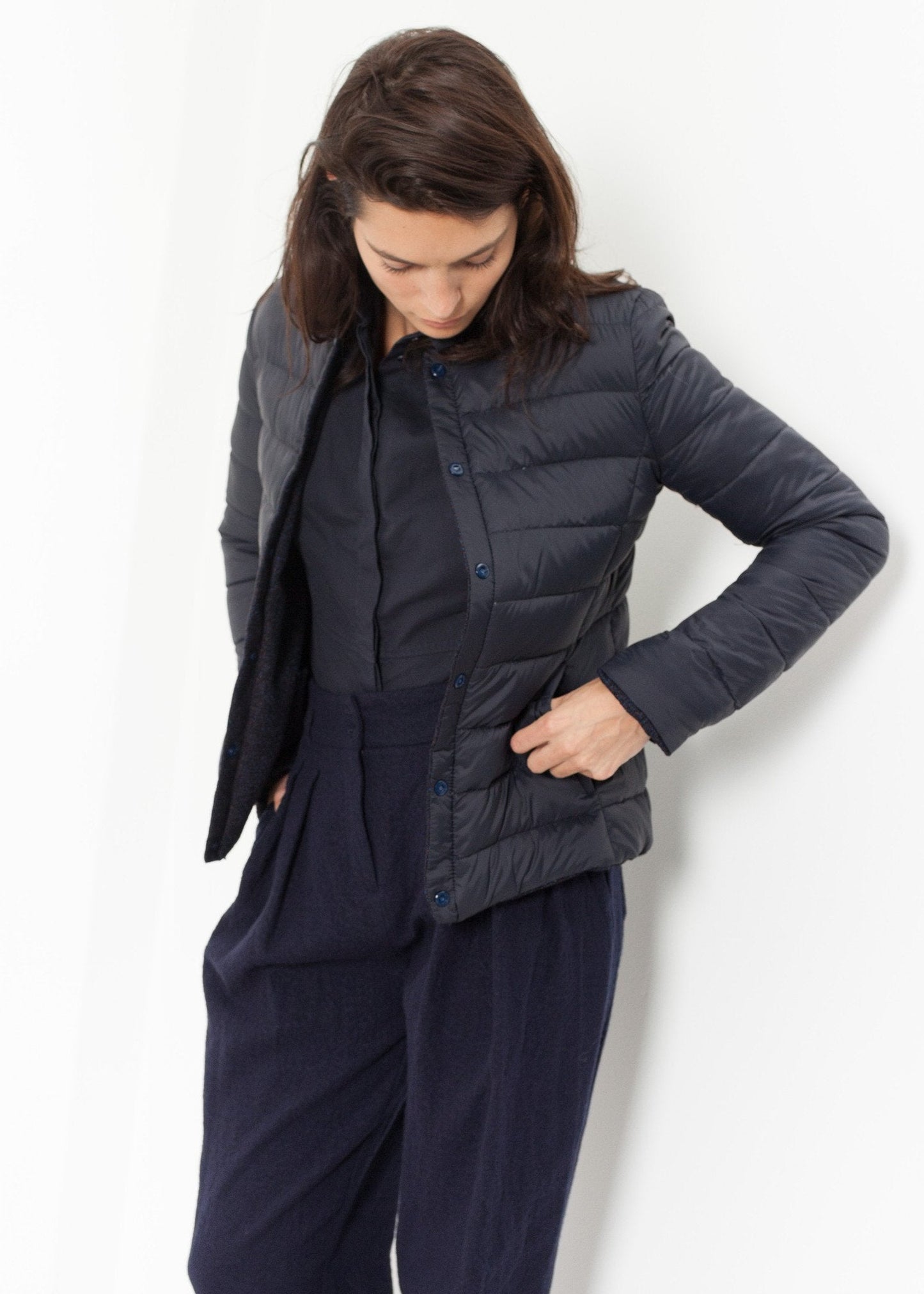 Chaqueta Camelia Reversible en Azul Marino/Azul