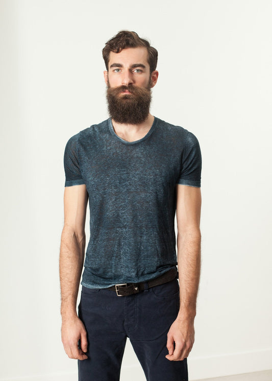 Melange T-Shirt in Navy/Schwarz