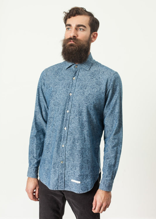 Geblümter Button-Up in Blau