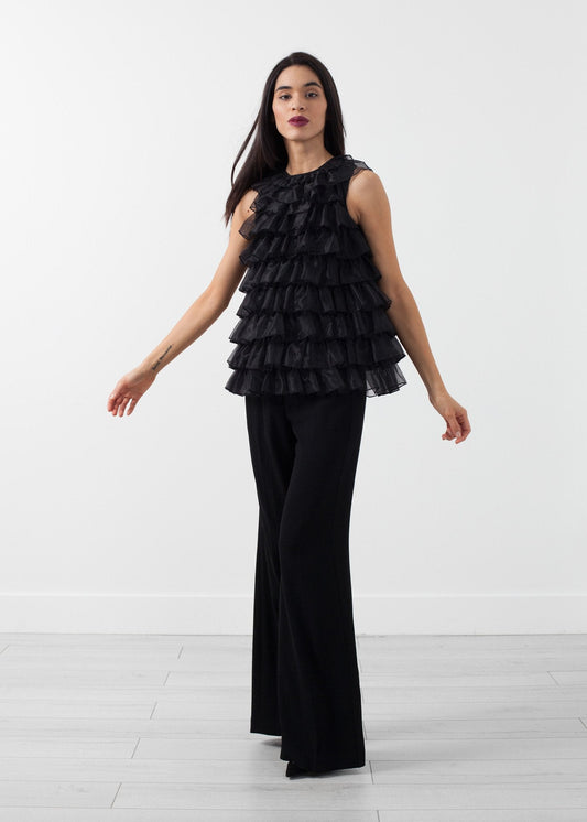 Top de organza con volantes