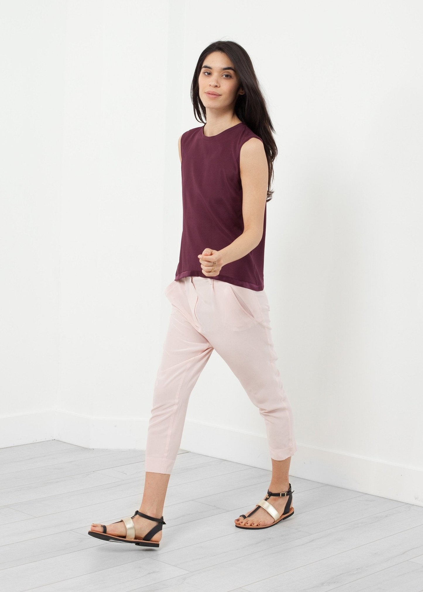Pantalon en soie à entrejambe bas