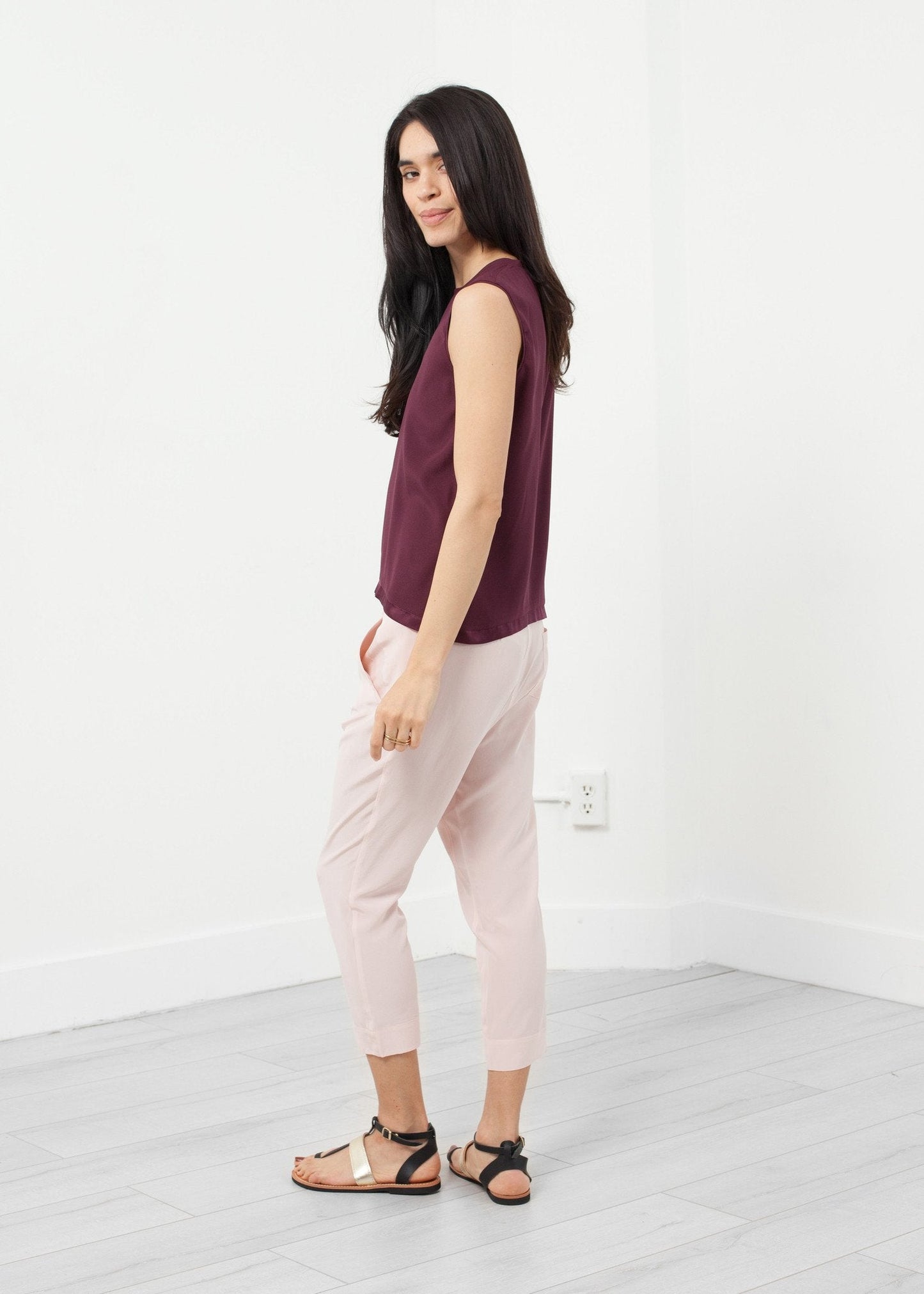 Pantalon en soie à entrejambe bas