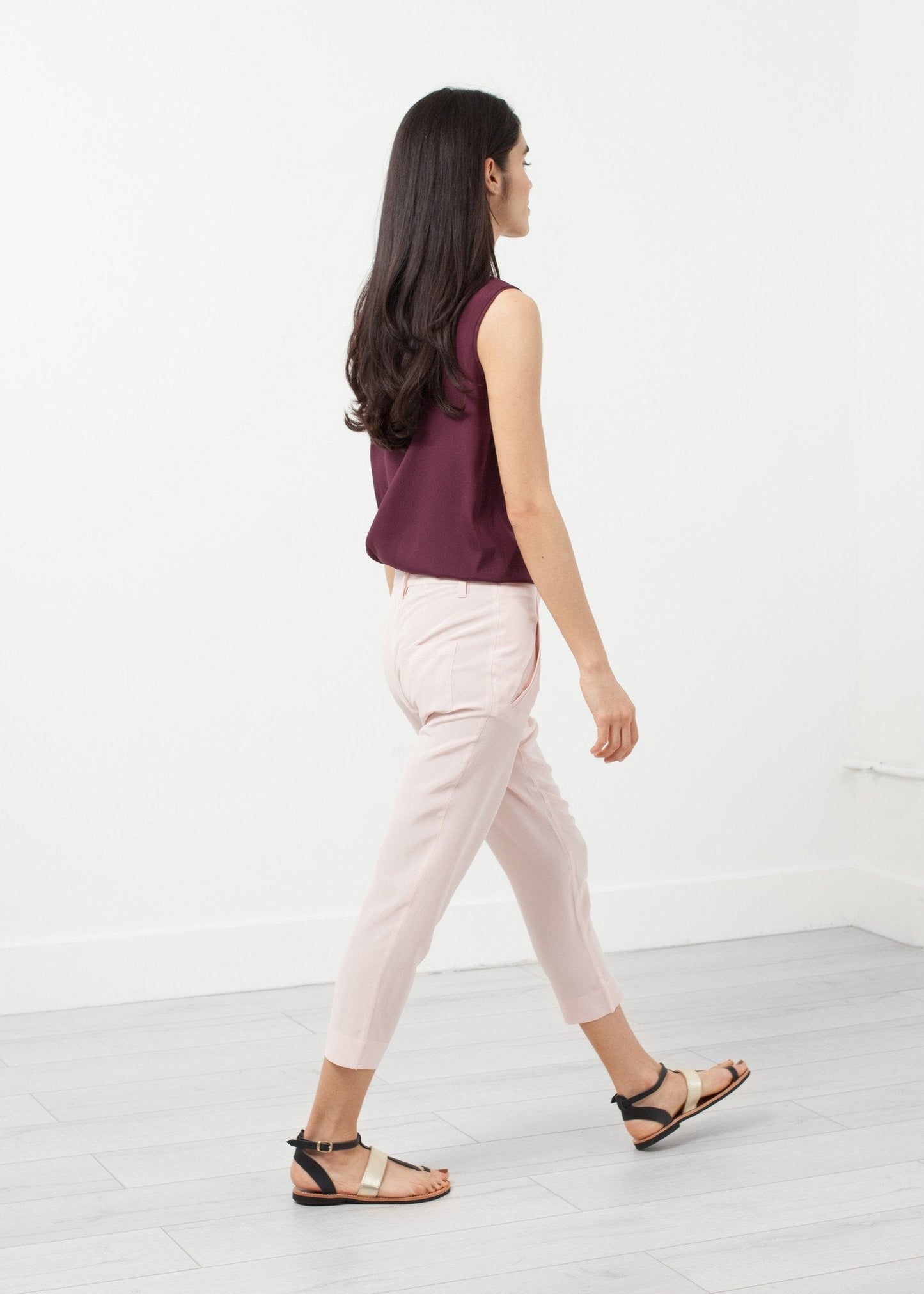 Pantalon en soie à entrejambe bas