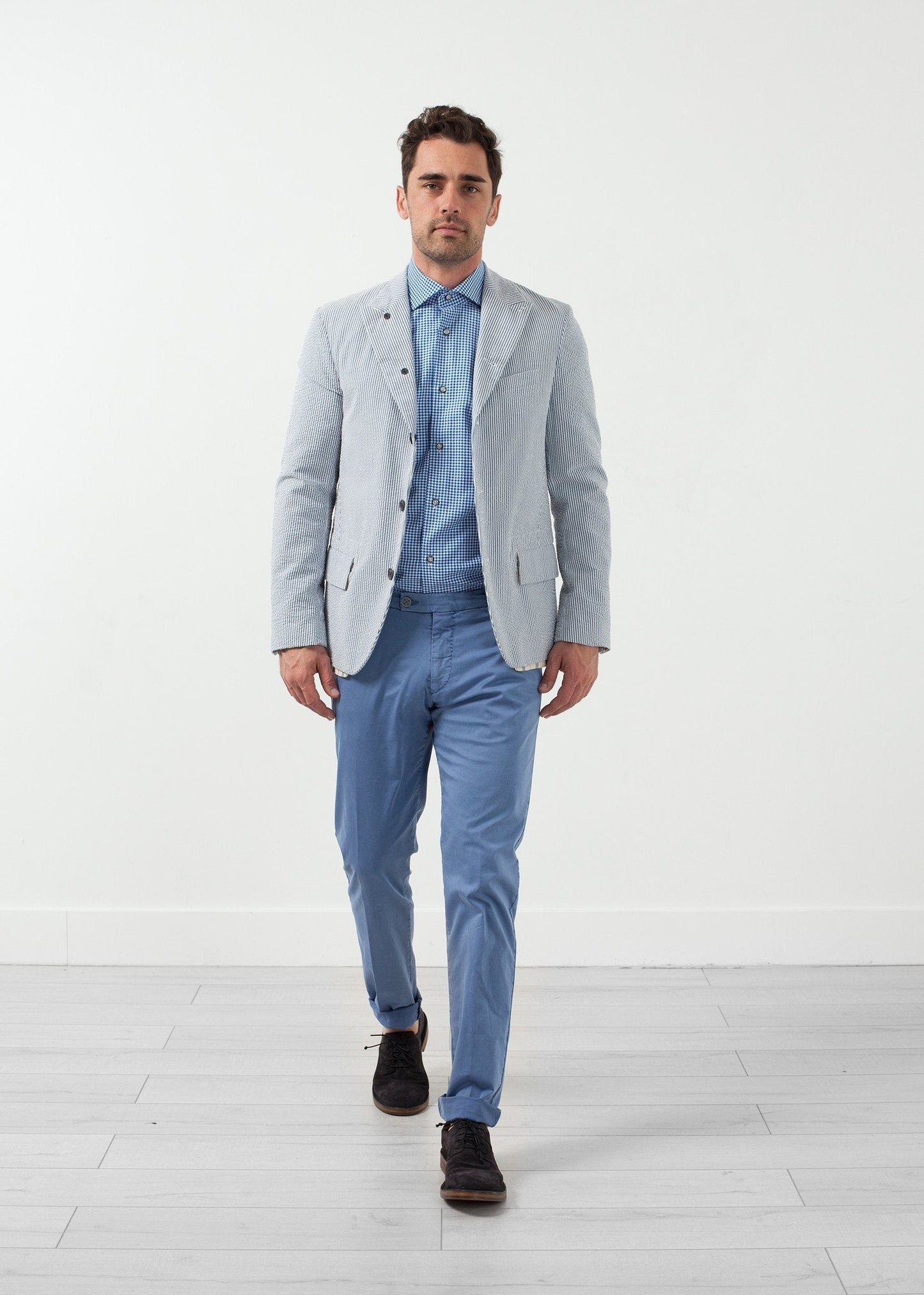 Seersucker Blazer med fem knappar