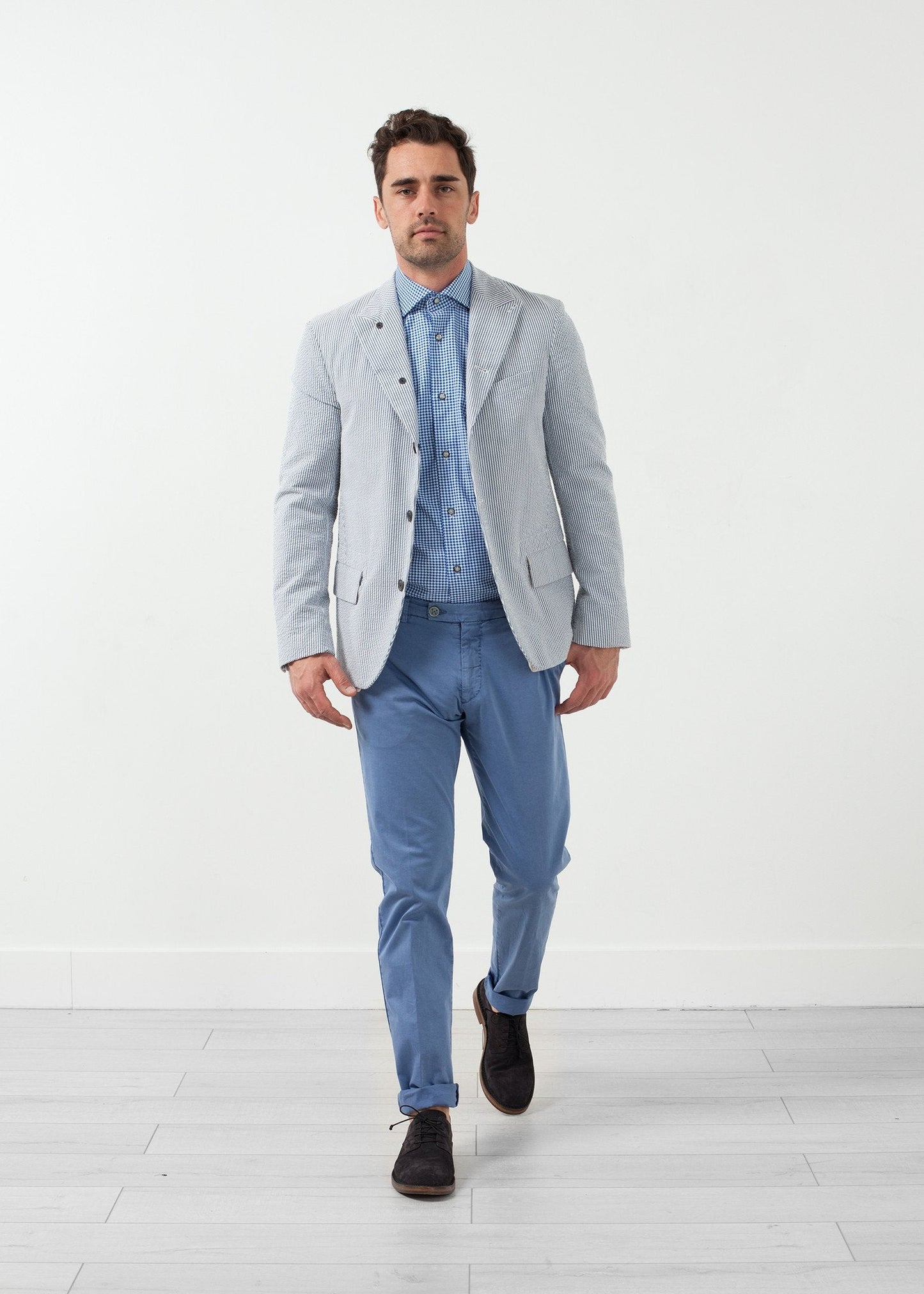 Seersucker Blazer med fem knappar