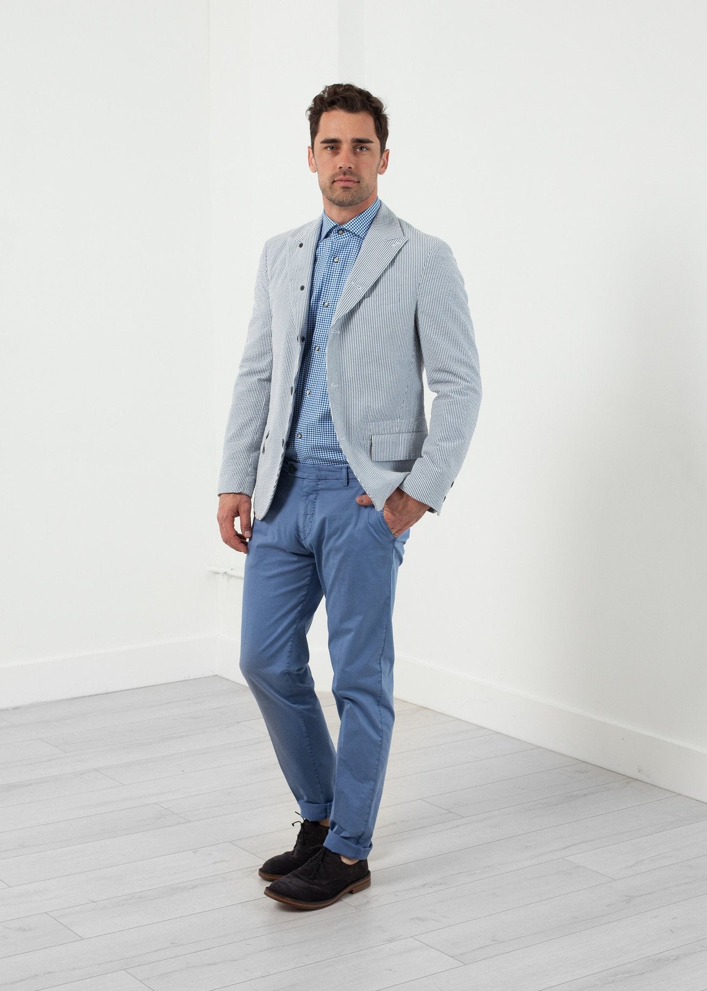 Seersucker Blazer med fem knappar