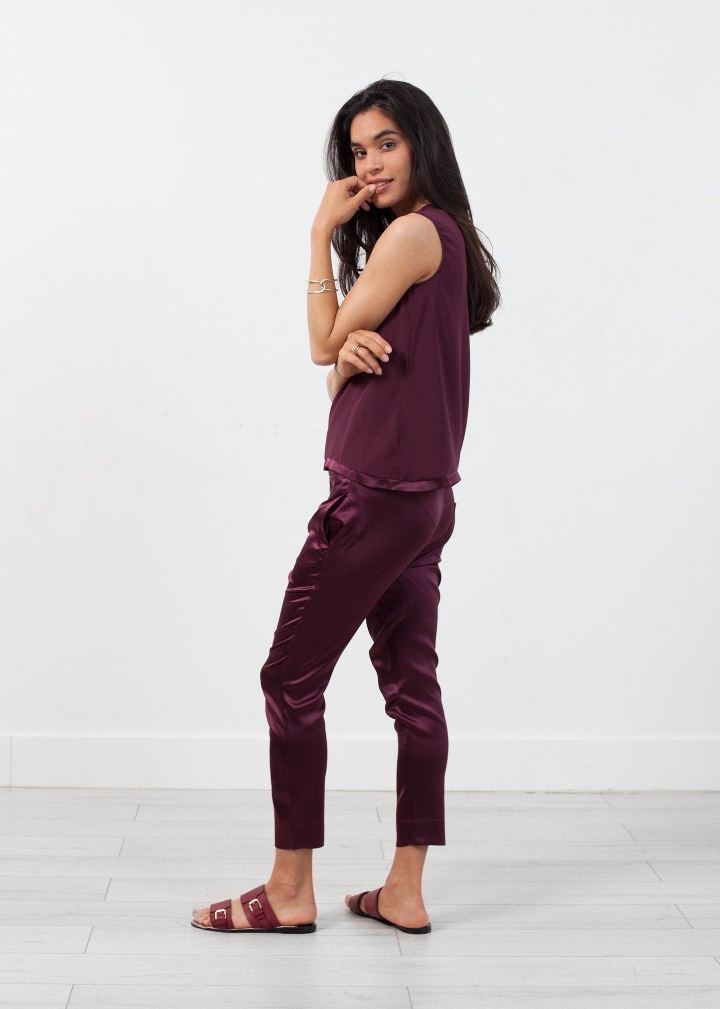 Pantalón pullup de seda