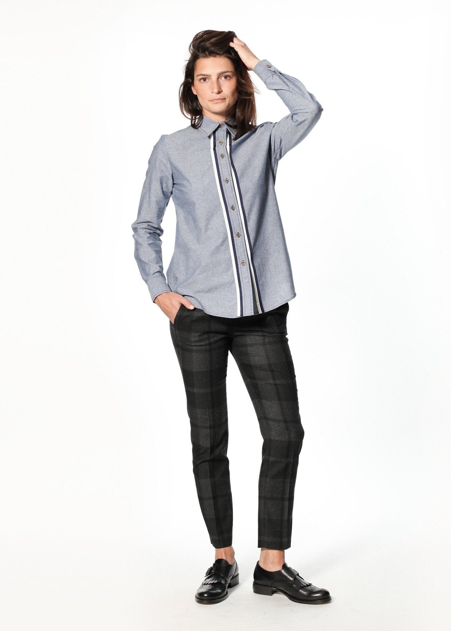 Chambray pojkvänskjorta i blått