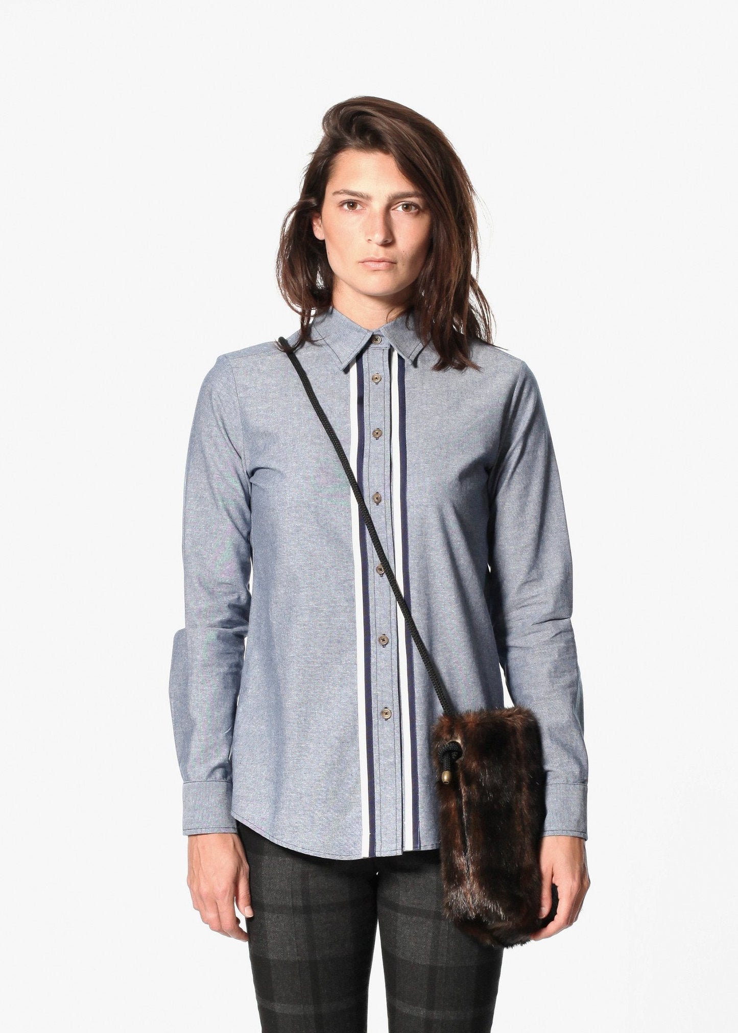 Chambray pojkvänskjorta i blått