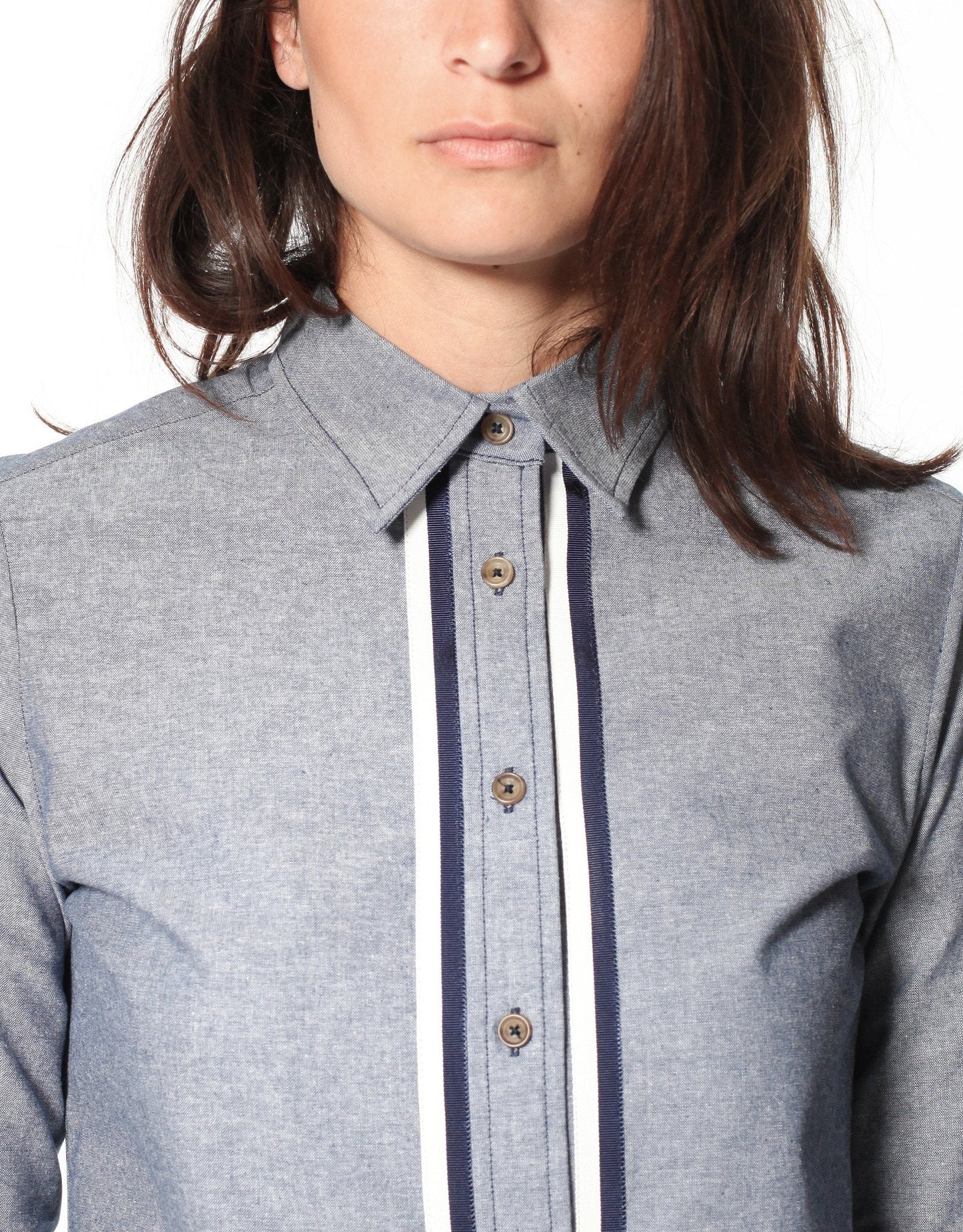 Chambray pojkvänskjorta i blått