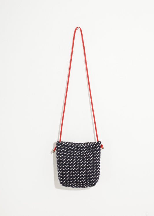 Pochette a spalla in lana nera/bianca