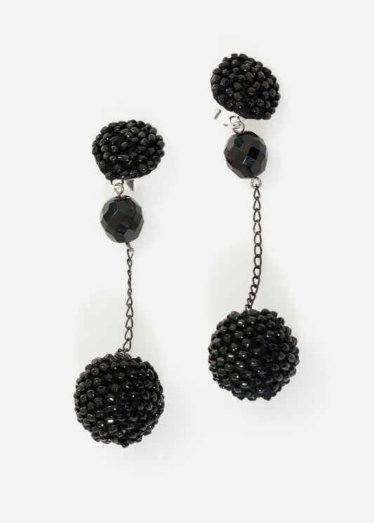 Boucles d'Oreilles Drop Cluster en Noir