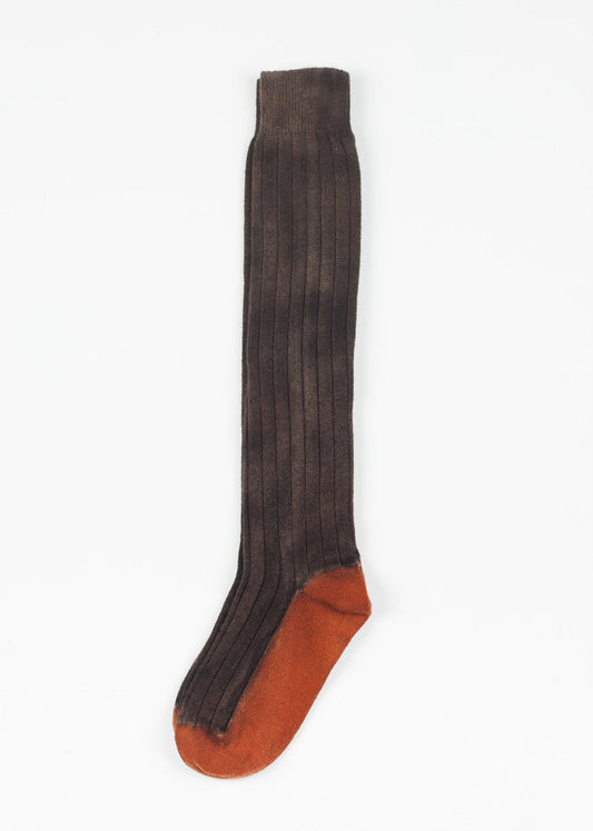 Calcetín de punto de cachemir en bronce